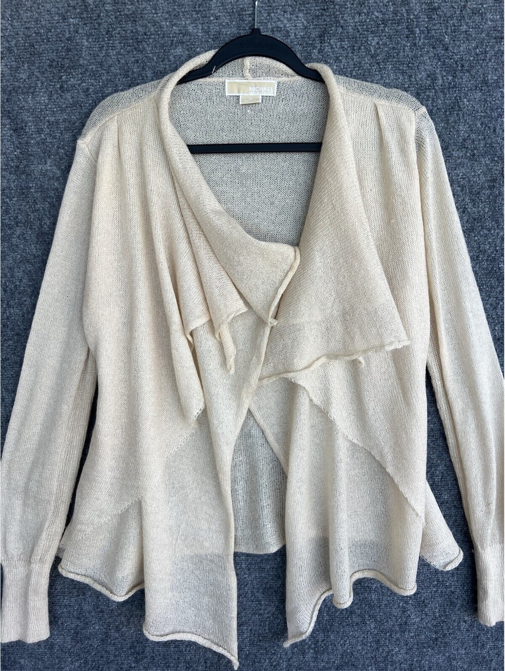 Michael Michael Kors Womens L Open Front Cardigan Draped Sweater Mohair